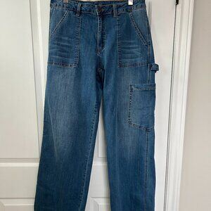 Culture Malou Fit High Waist Wide Leg Jeans Utility Pocket Denim